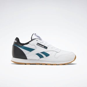 Reebok Classic Leather Turnschuhe Kinder - Weiß/Schwarz/Türkis - DE 617-BQV